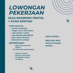 Lowongan Jaga Rombong Pentol & Ayam Kentaki