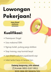 Lowongan Kerja Jaga Stand Makanan dan Minuman