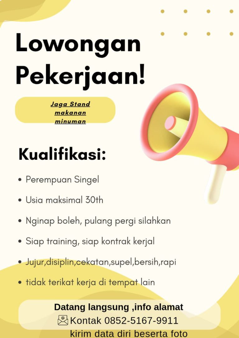 Lowongan Kerja Jaga Stand Makanan dan Minuman