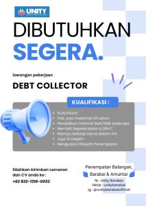Lowongan Kerja Debt Collector UNITY (Balangan, Barabai & Amuntai)
