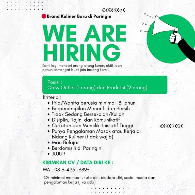 Lowongan Crew Outlet & Produksi