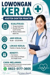 Lowongan Kerja Asisten Dokter Praktik di Paringin – Bergabunglah dengan Tim dr. Nanda!