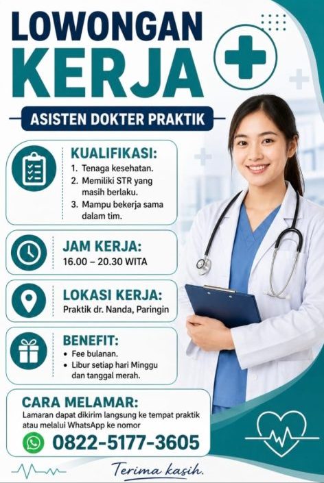 Lowongan Kerja Asisten Dokter Praktik di Paringin – Bergabunglah dengan Tim dr. Nanda!