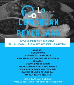 Lowongan Kerja Terbaru di Ayam Penyet Naura Paringin