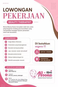 Lowongan Kerja Beauty Therapist di Balangan – Noona Beauty Korea