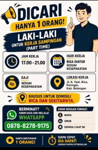 Lowongan Kerja Part Time Laki-Laki di Paringin, Balangan