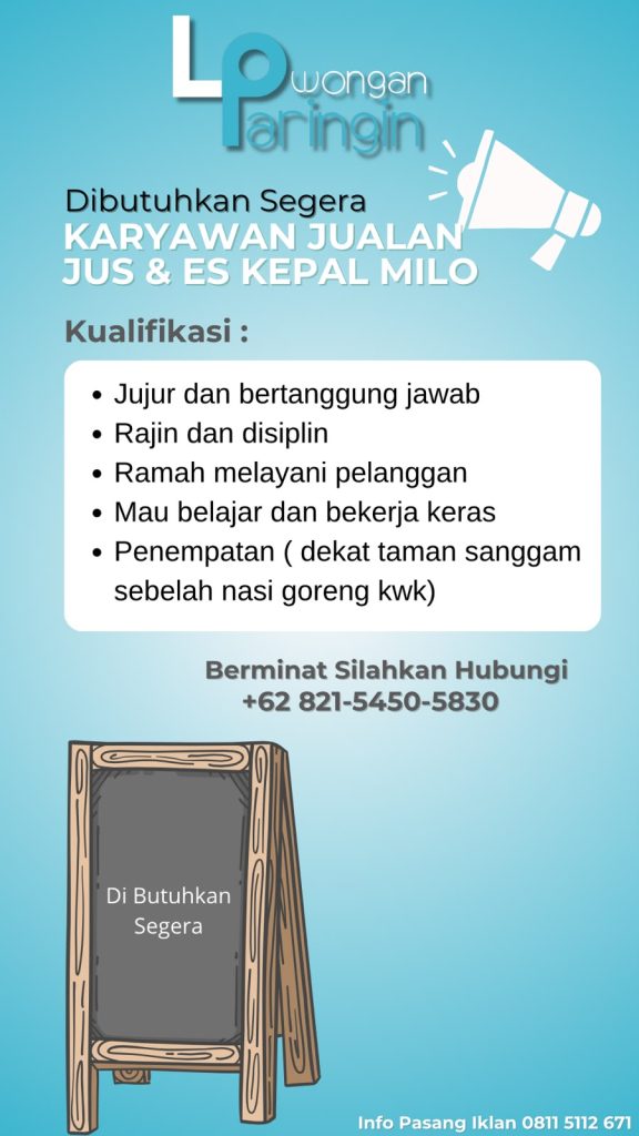 Lowongan Kerja Paringin: Karyawan Stand Jus & Es Kepal Milo