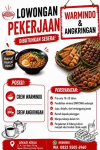 Lowongan Kerja Crew Warmindo & Angkringan di Batu Piring