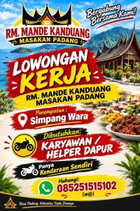 Helper Dapur/ Karyawan RM. Mande Kanduang
