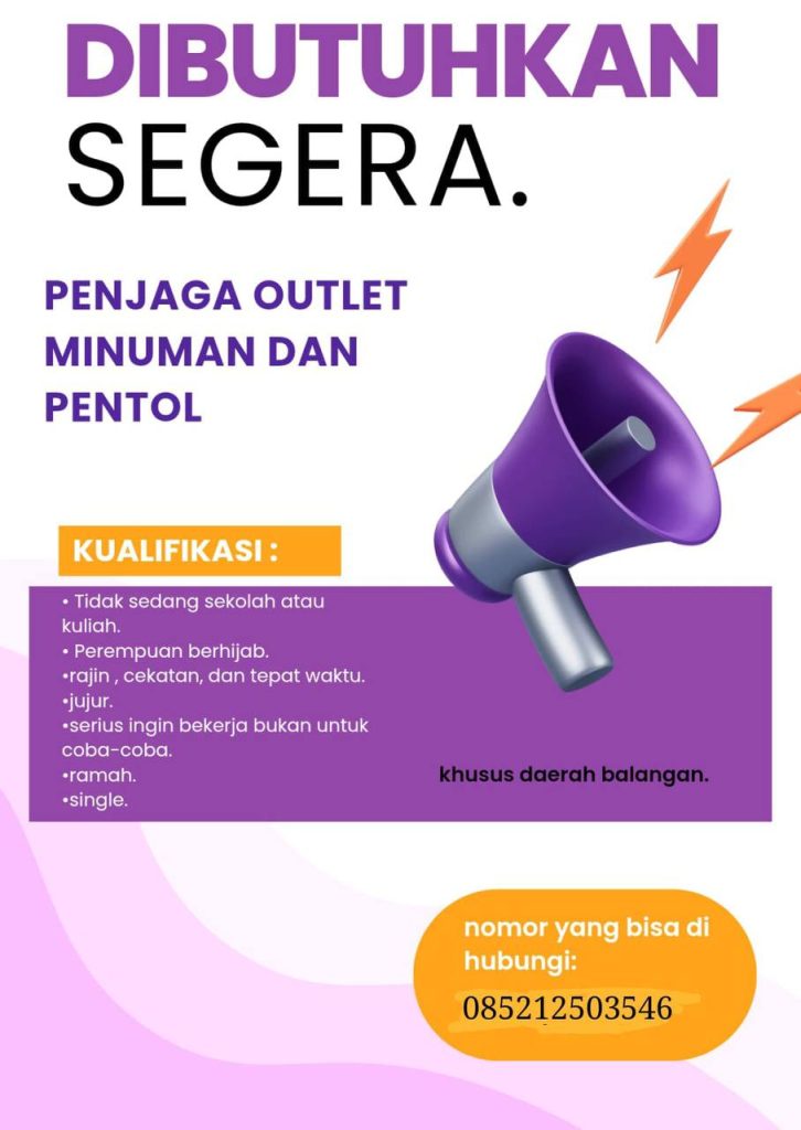Lowongan Penjaga Outlet minuman dan pentol